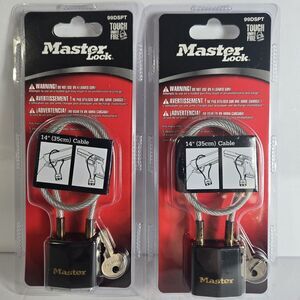 Lot of 2 Master Lock 99DSPT Gun Cable Lock 14" (35cm) Keyed Padlock NEW